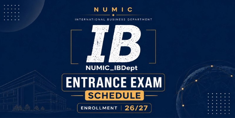 The International Business entrance exam schedule for Academic Year 2026-2027