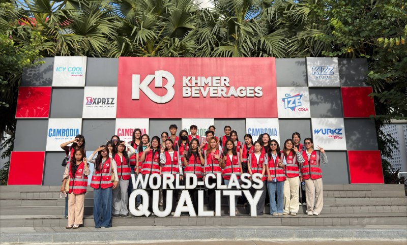 NUMIC students at the Khmer Beverages factory